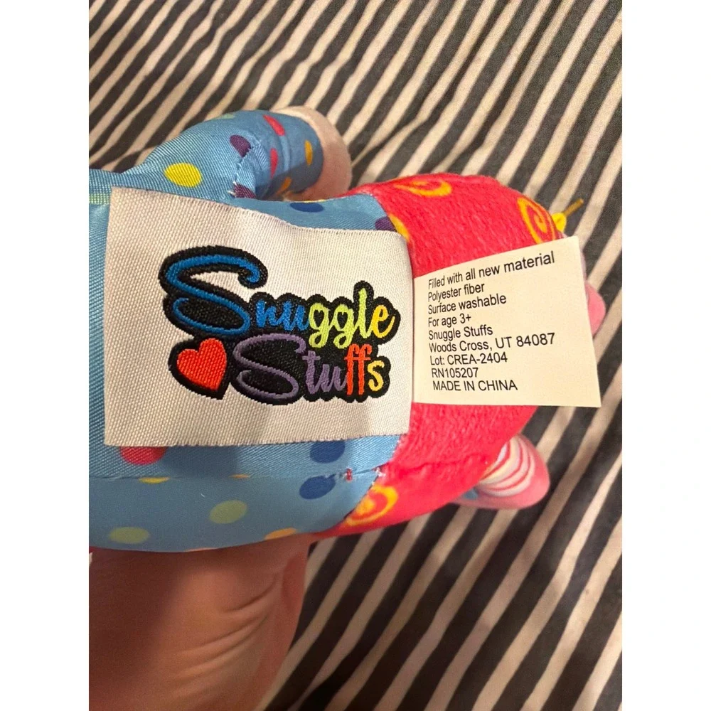 Snuggle Stuffs Plush Rag Doll Blonde Yarn Hair Polka Dot Striped CREA-2404